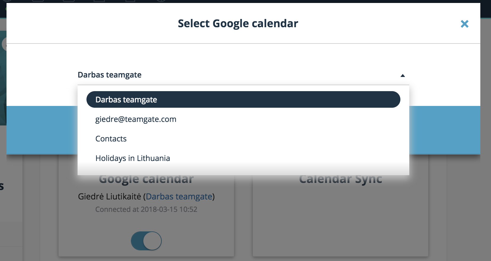 Google Calendar. Sync your meetings! Teamgate