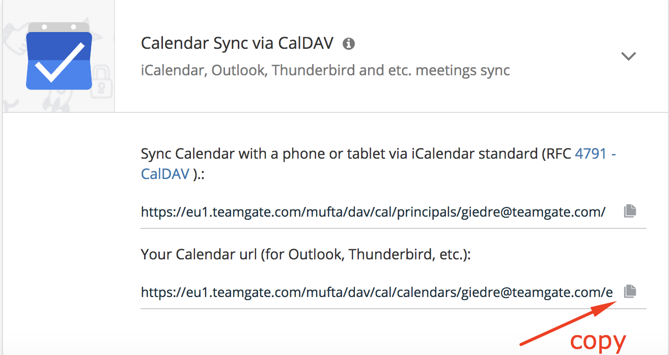 How to sync Outlook calendar using CalDAV protocol? Teamgate