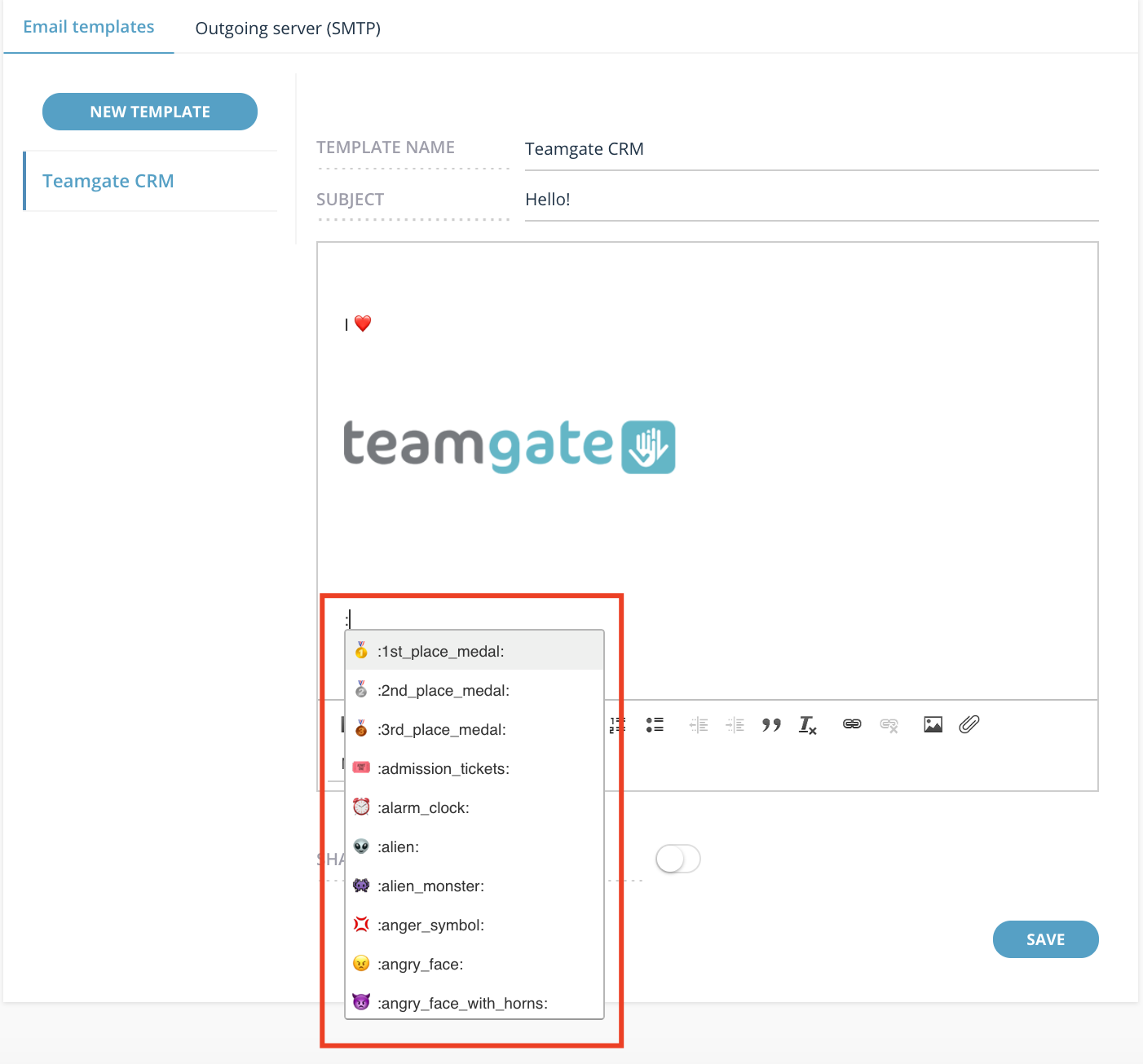 emojis-in-email-templates-Teamgate-CRM.png